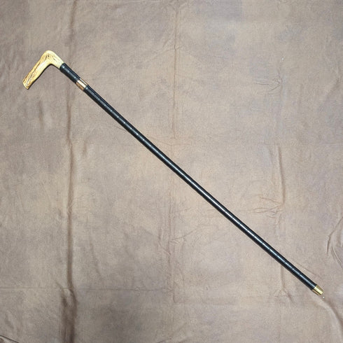 Antique British Gentleman's Antler L-Handle Walking Stick 86cm